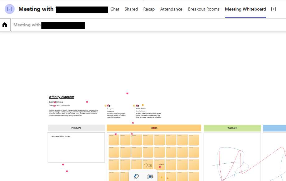 example of a whiteboard in the Meeting Whiteboard tab