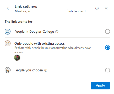 screenshot of the Share settings
