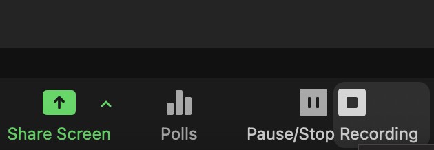 In the zoom toolbar, you can pause and stop your recording