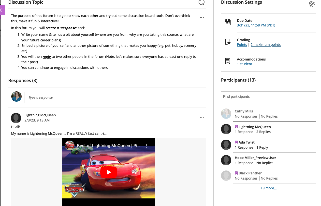 Visual of discussion forum