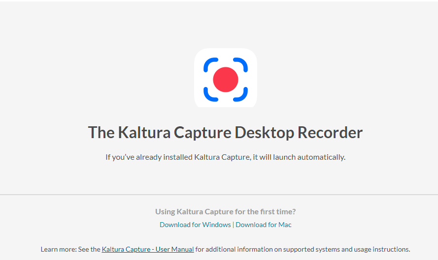 Screenshot of the Kaltura Capture Desktop Recorder