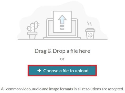 Screenshow showing the Choose a file to upload button 
