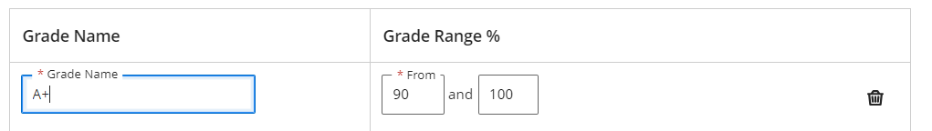Editing a grade schema name and range
