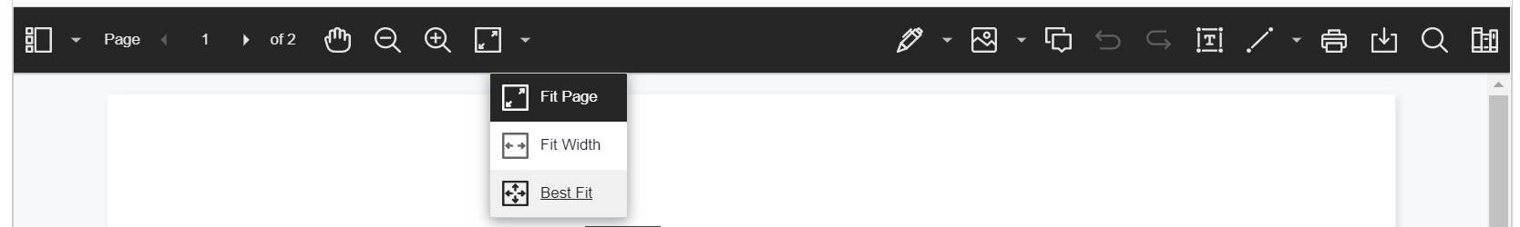 screenshot of the Fit Page option
