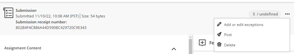 image of the submission page showing the three dot menu