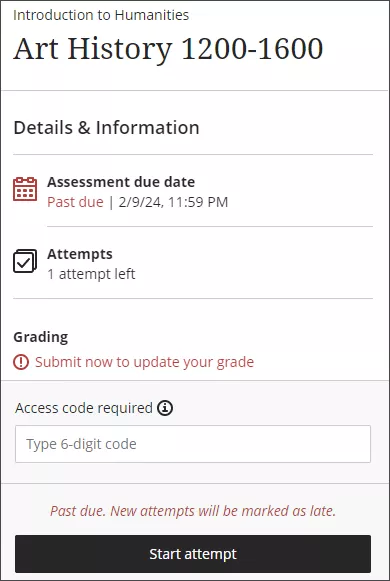 image that shows where the 6-digit access code is entered