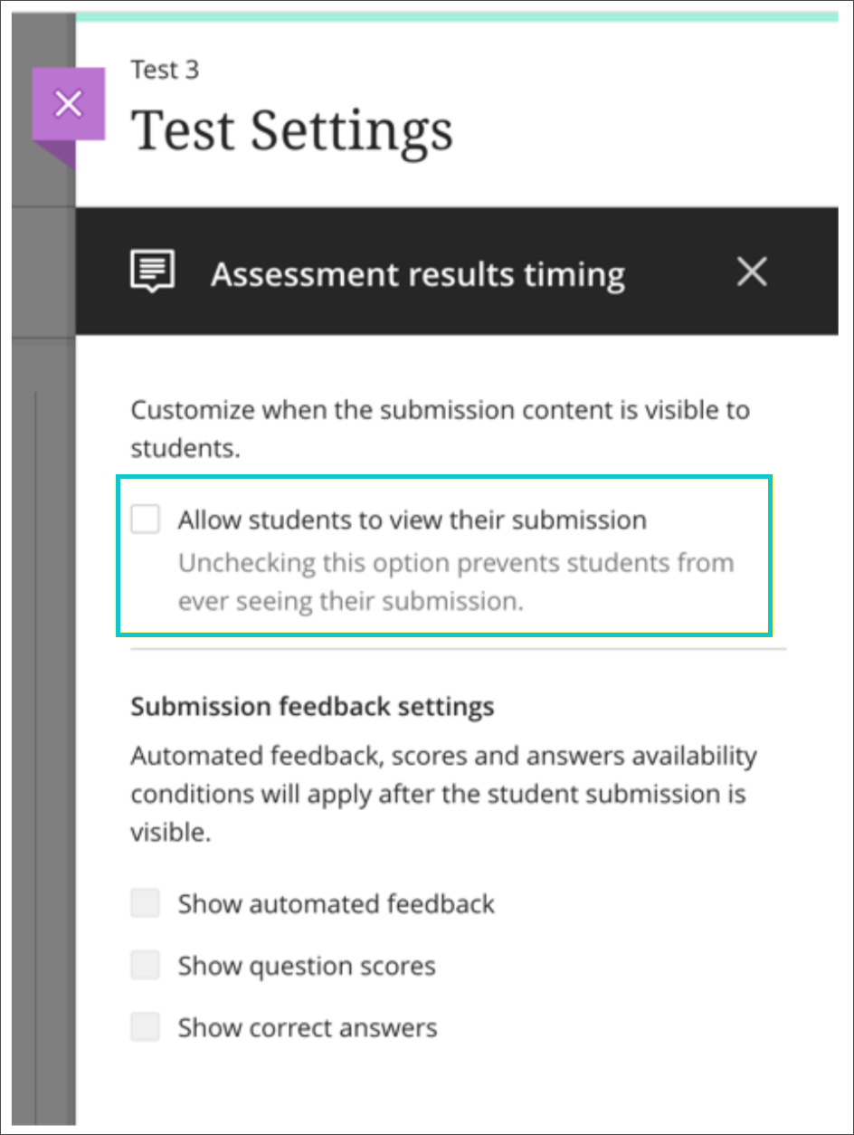 Uncheck 'Allow students to view their submission'