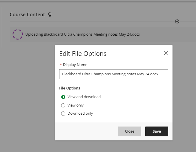 screenshot of the pop-up that appears have choosing the file you want to upload