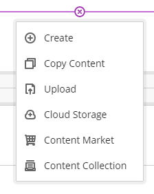 screenshot of items  you can add in the Course Content area