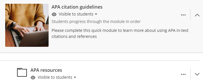screenshot of a learning module with a folder inside