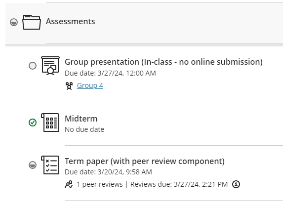 screenshot of a folder with progress tracking from a student profile