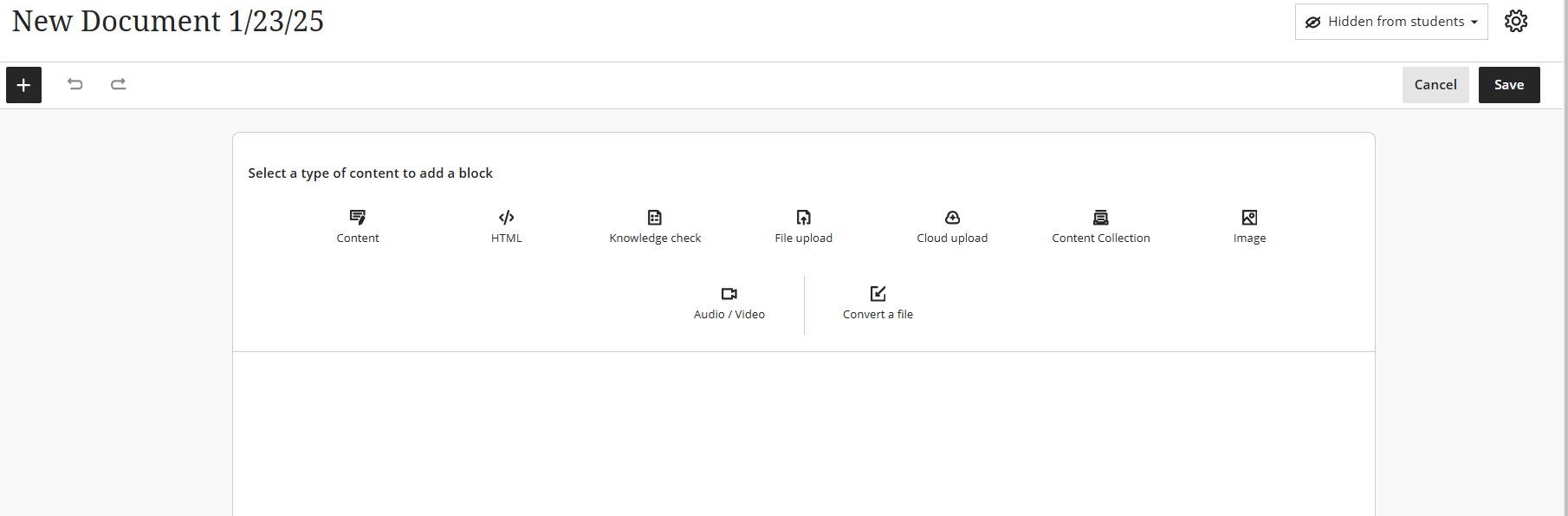 screenshot of the Document content blocks