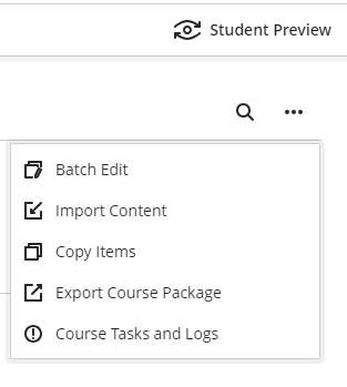 screenshot of student preview link 