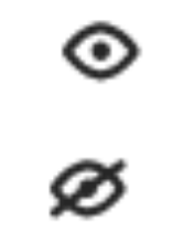 an eye (visible), an eye with a slash through it (hidden)