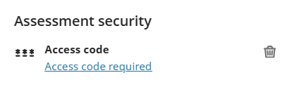 screenshot showing the trash can that appears when you hover over the access code