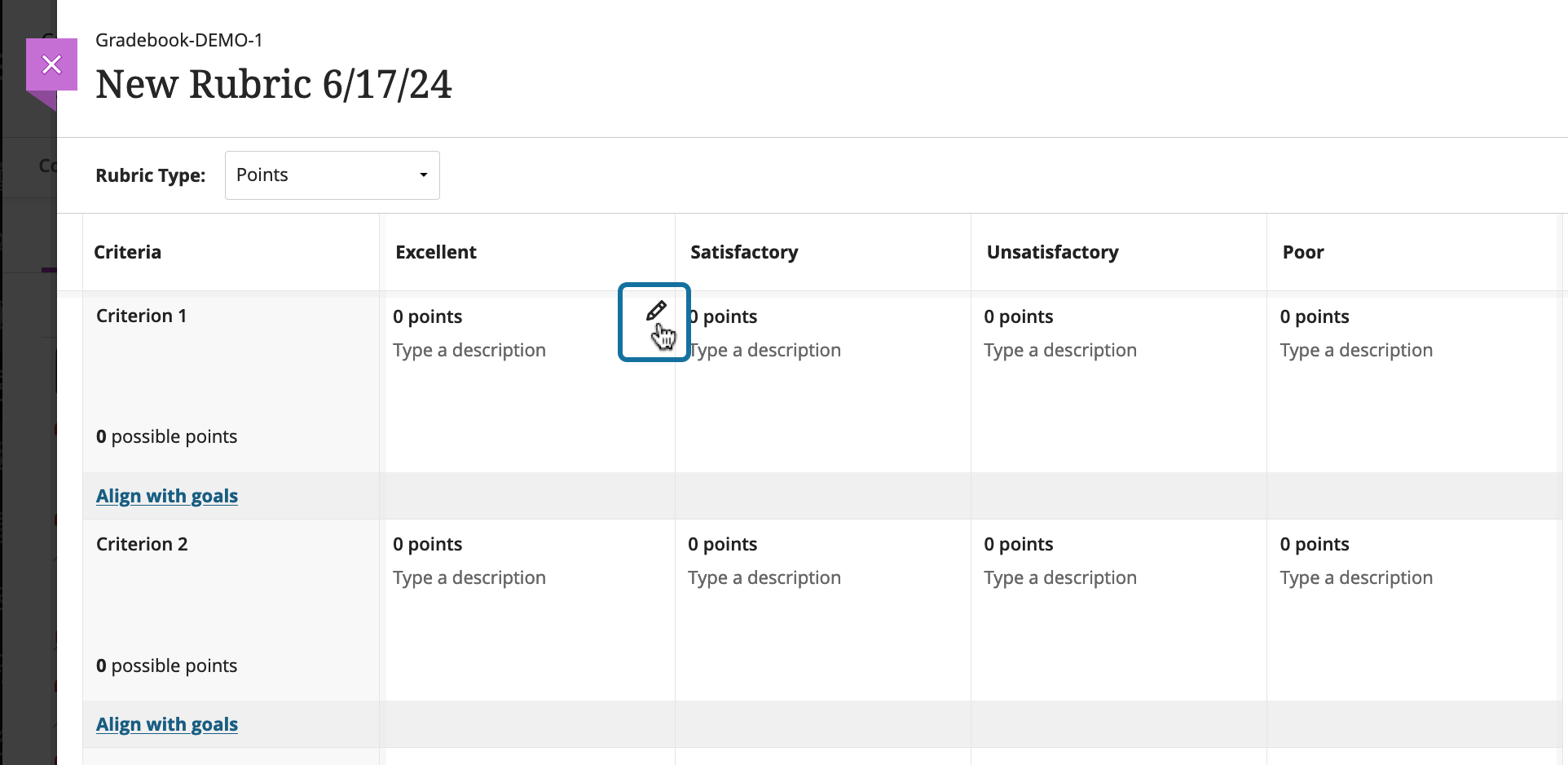 screenshot showing a cursor over edit button
