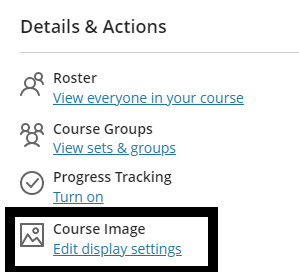 screenshot of where to add course image from the details and actions list