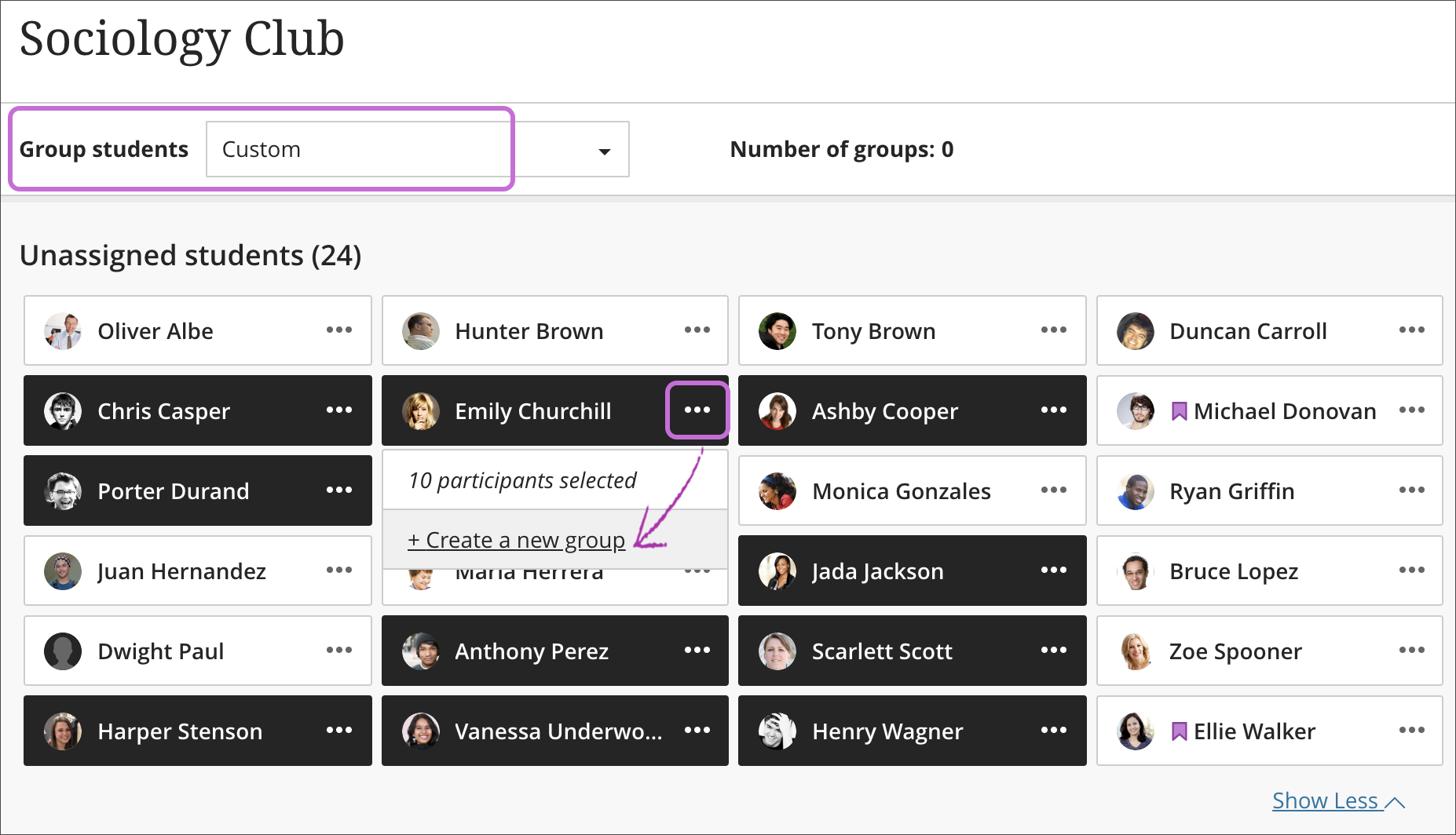 Custom groups