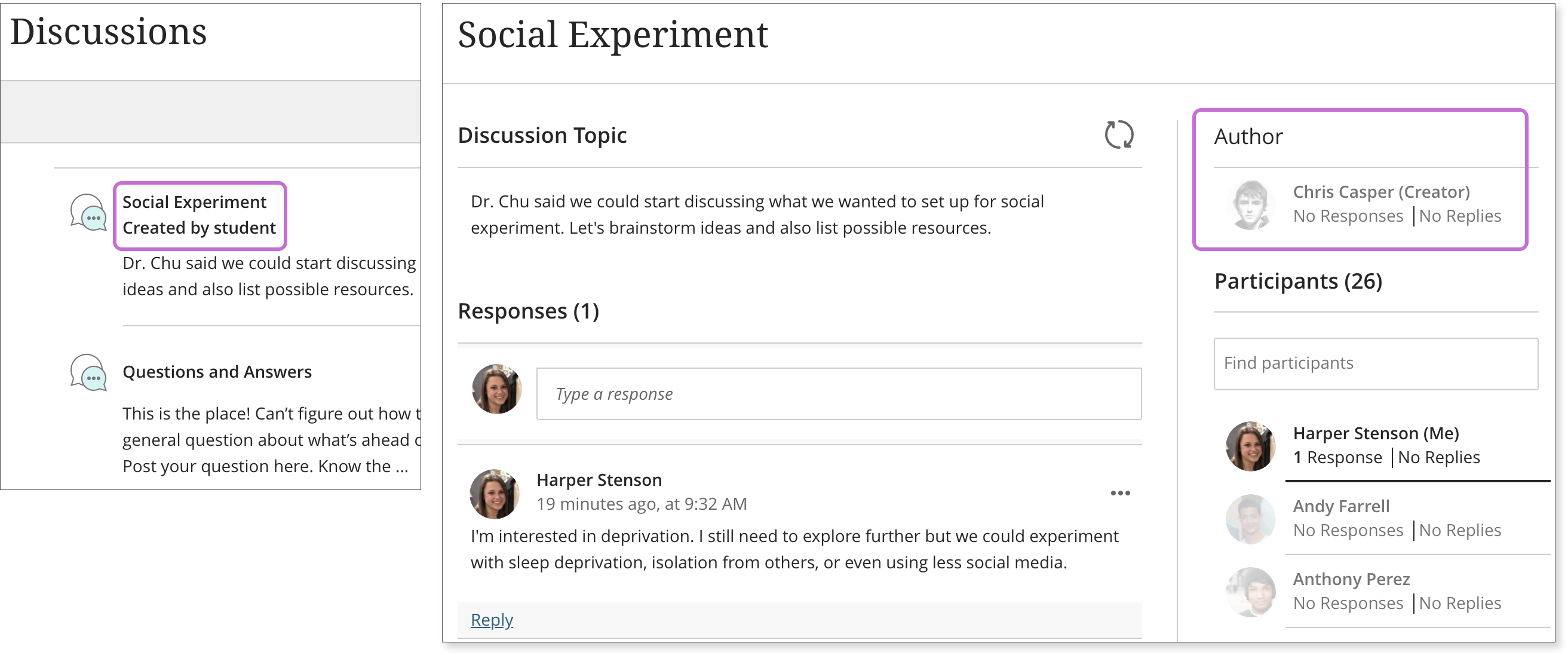 Student-created discussion