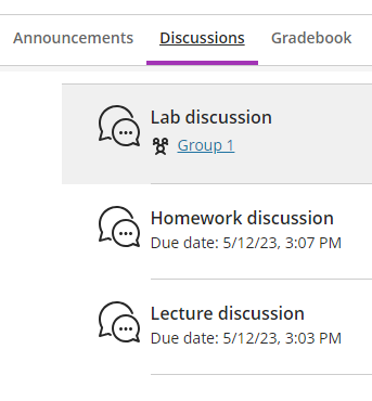 Student view of the group discussion