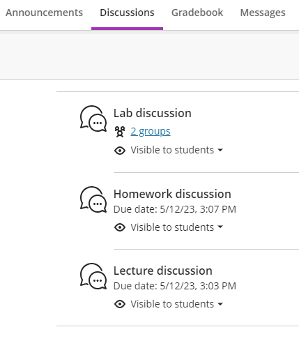 instructor view of the discusion