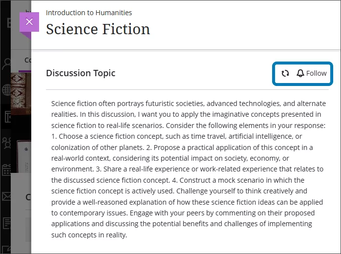 screenshot of the 'Follow' option