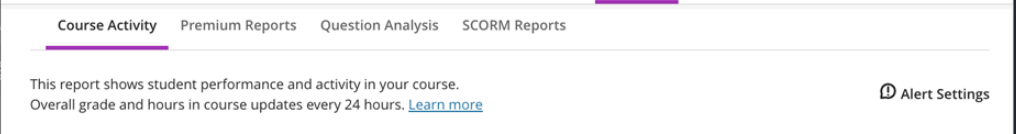 screenshot showing alert settings