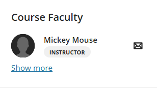 screenshot of the course instructor with an envelope icon on the right