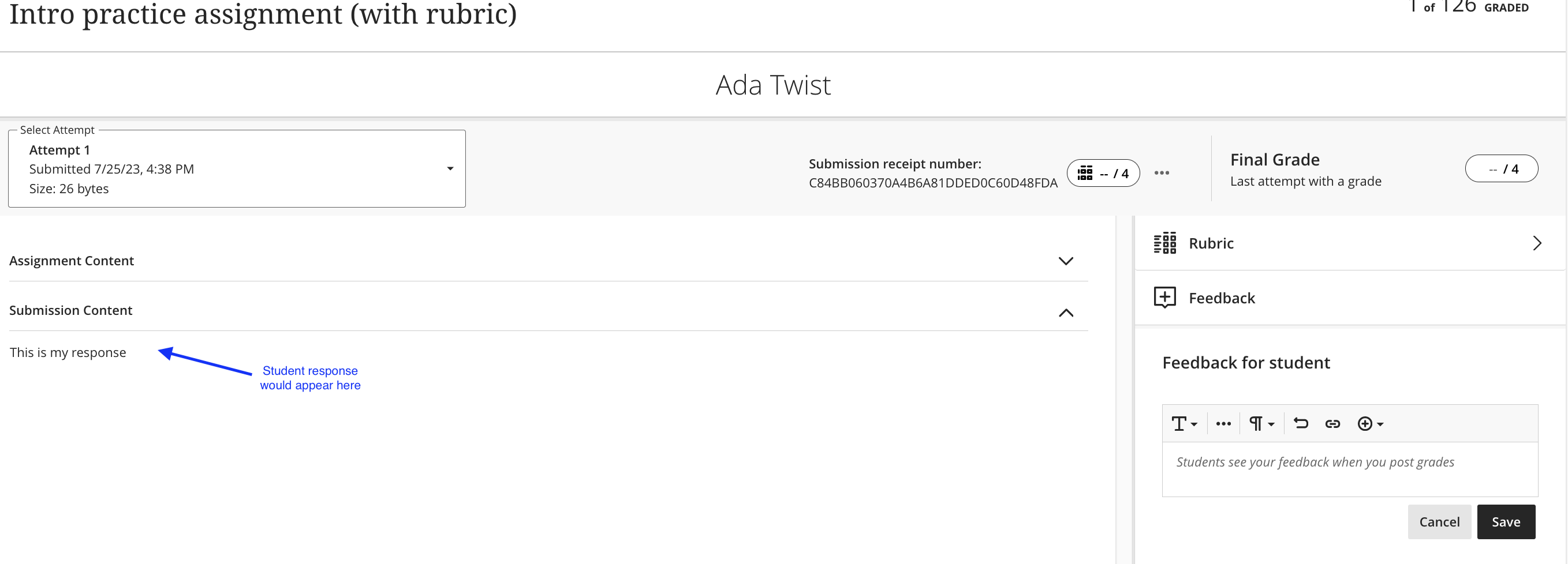 Grading workflow for assignment