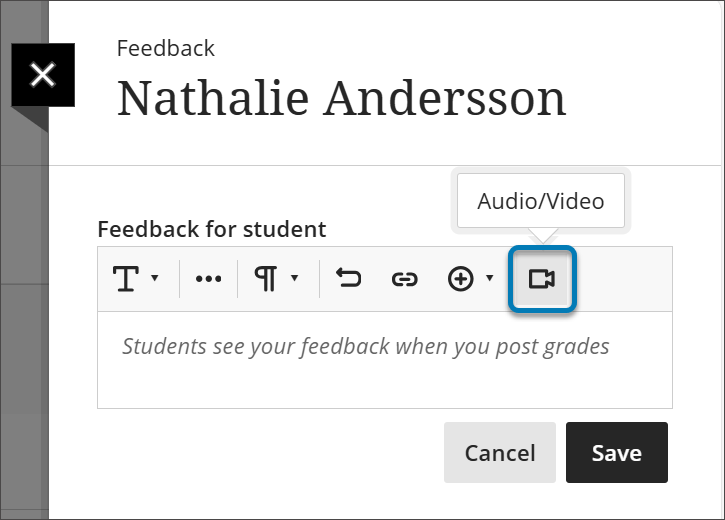 AV icon on the feedback toolbar