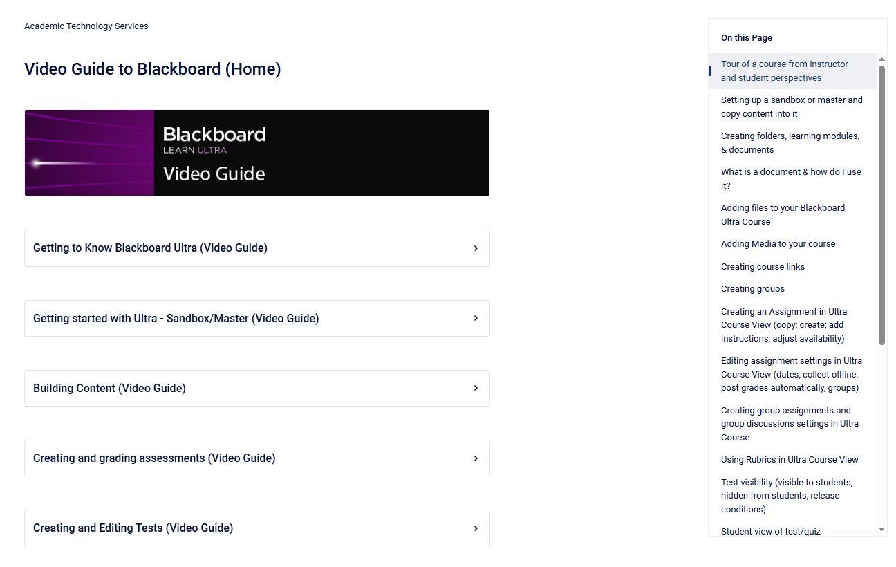 screenshot of the video guide in the knowledge base