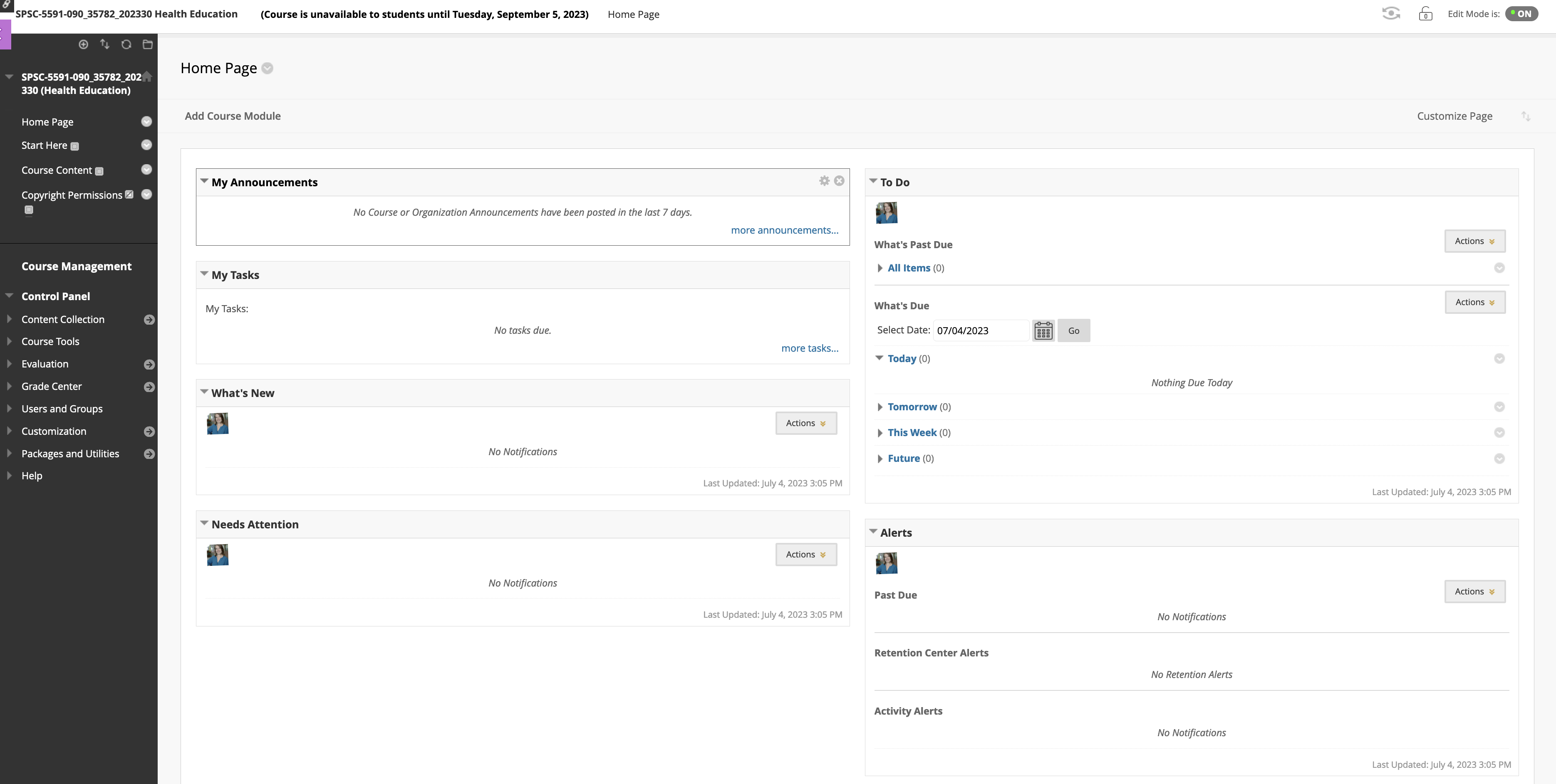 Example Original course view shell
