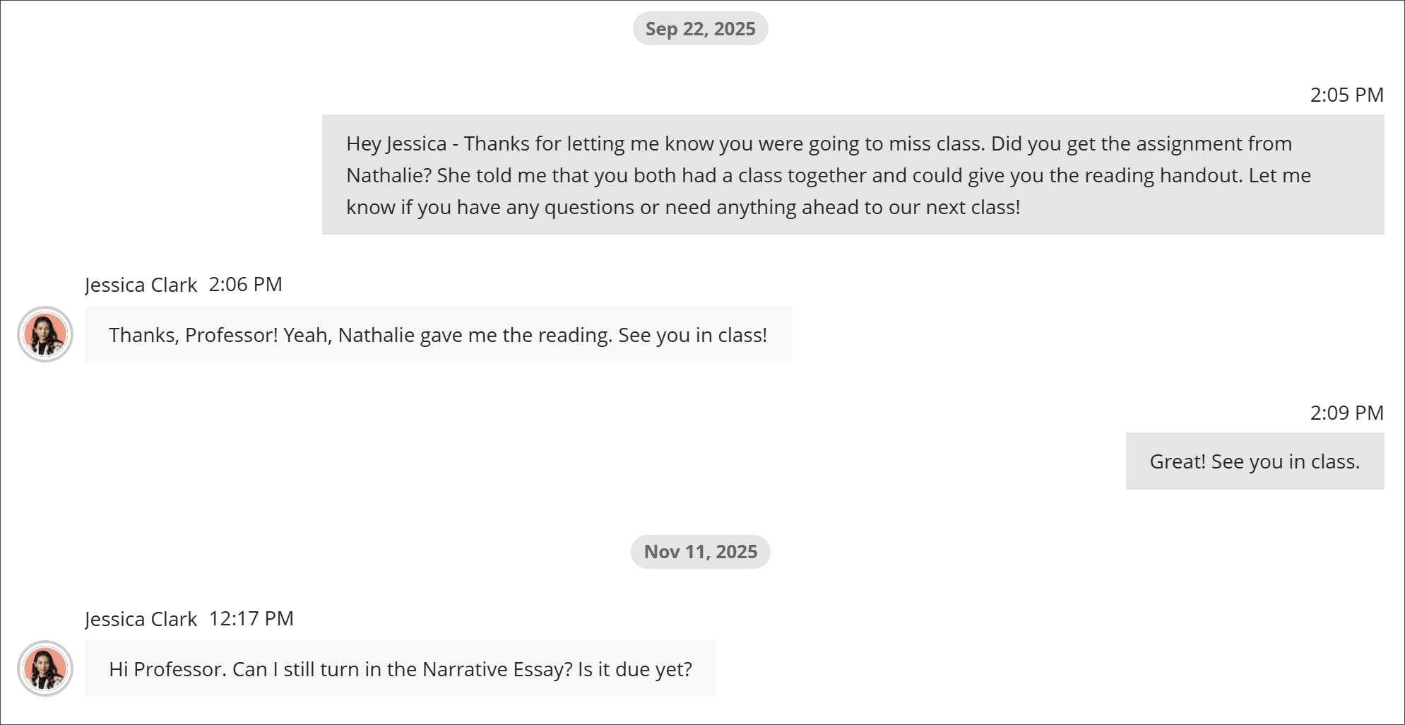 screenshot showing merged conversations