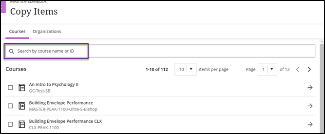 screenshot of where to search for courses