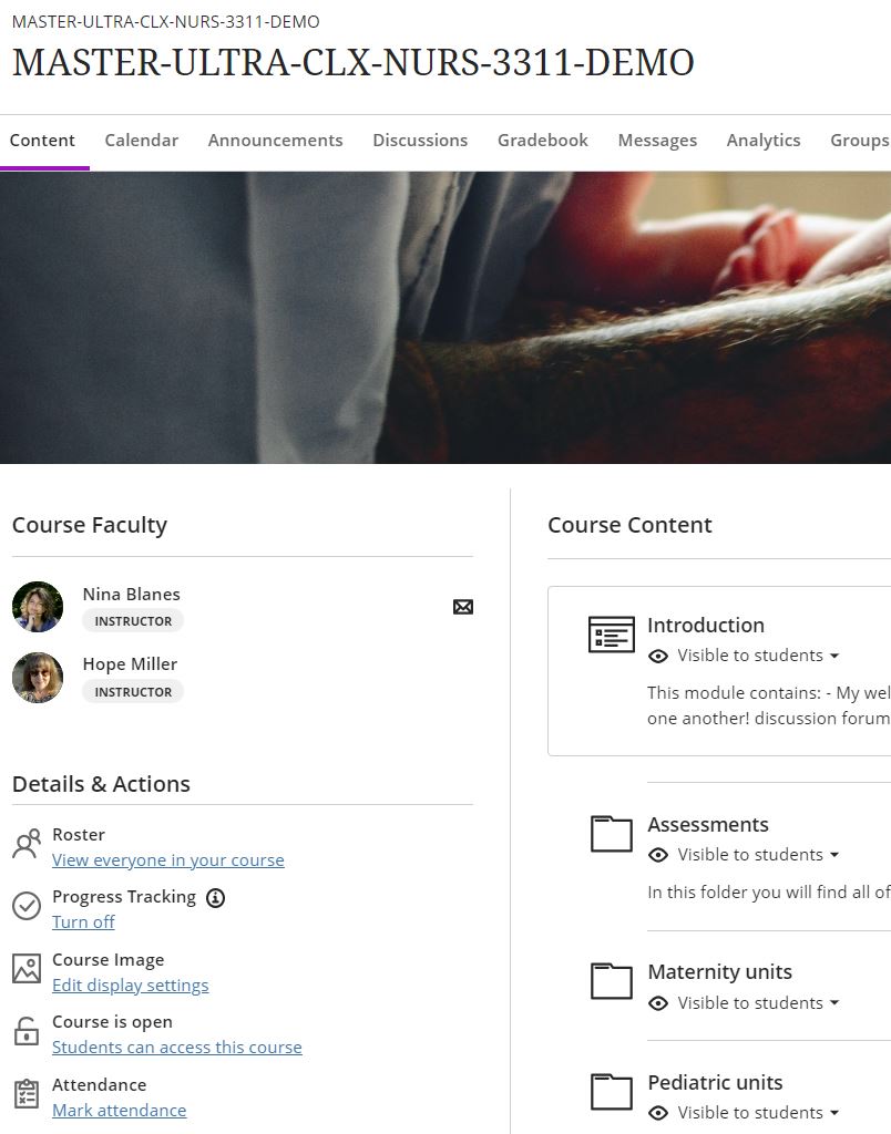 screenshot of a master course
