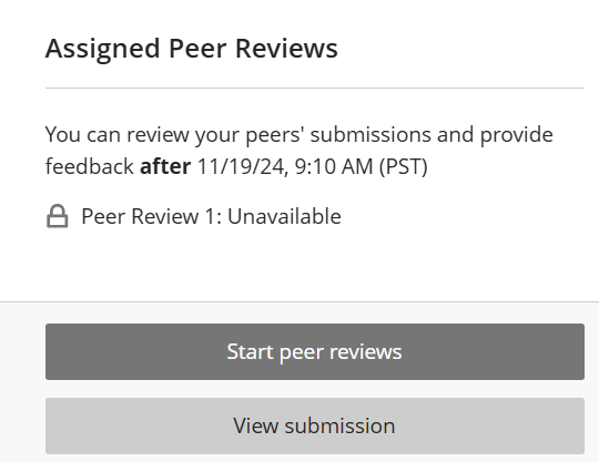 note stating when peer reviews can start