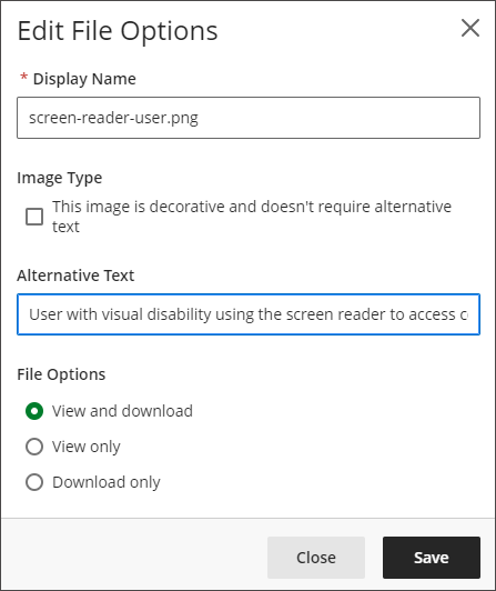 screenshot of 'Edit File Options' screen