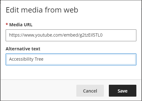 screenshot showing alternative text for media