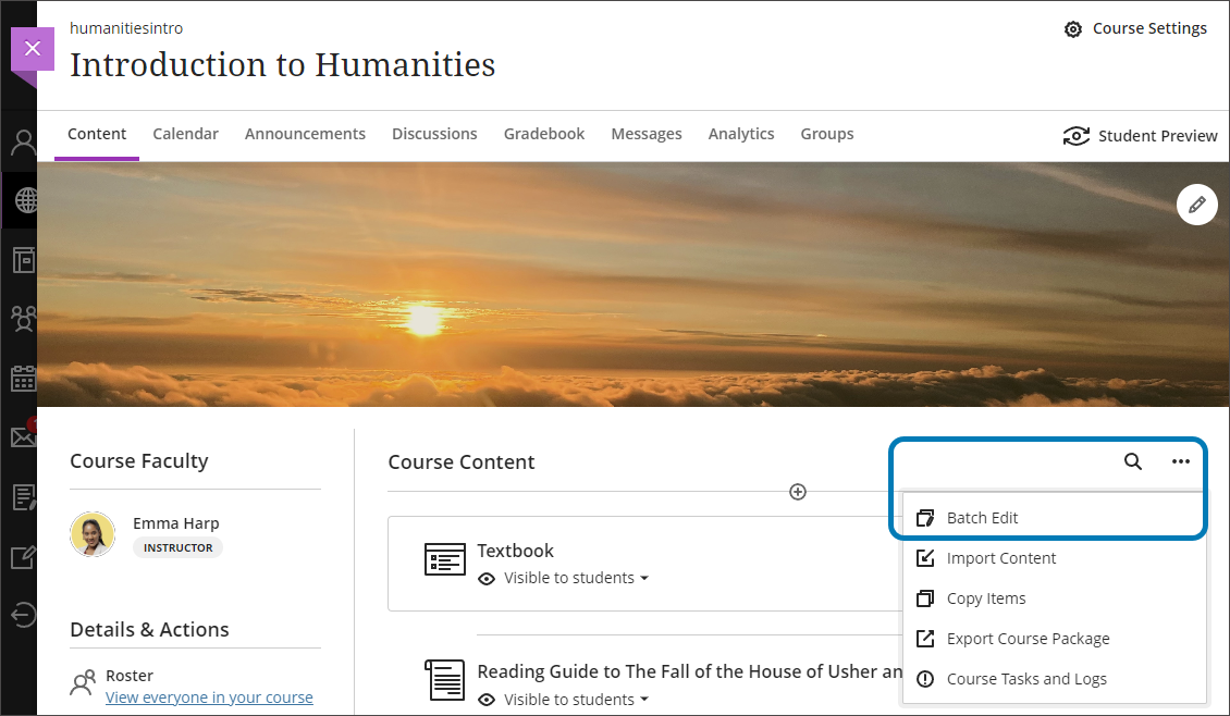 screenshot showing how to access batch edit via the three dots next to the magnifying glass