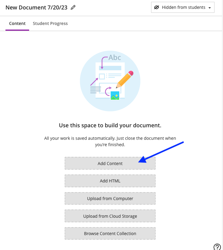 Screenshot of a new document