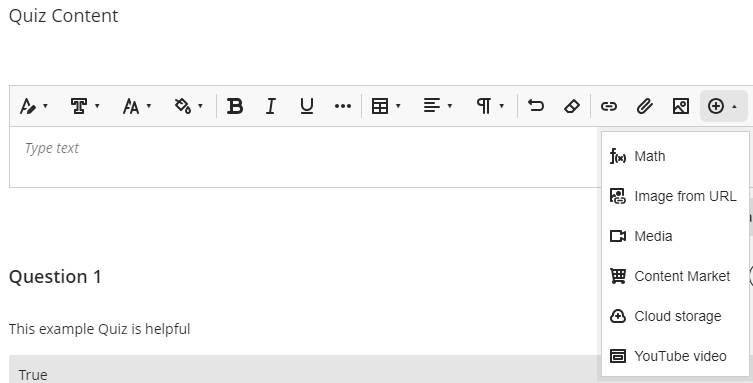 Screenshot of the plus sign in the content editor. 