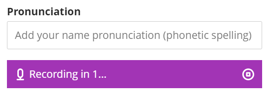 screenshot of recording countdown when adding name pronunciation