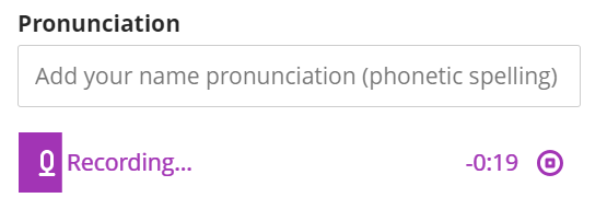 screenshot of recording of pronunciation when option to click on the stop icon