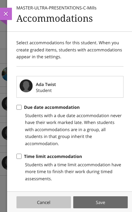 Accommodation panel