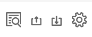 Search, uploads, downloads, and settings icons