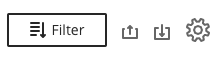 The Filter icon is shown to the left of the upload, download and settings icons