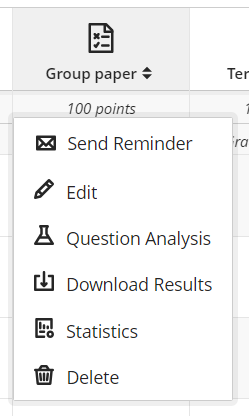 screenshot of accessing the assessment options from the Grades view by clicking on the assessment icon on the Y axis of the grid