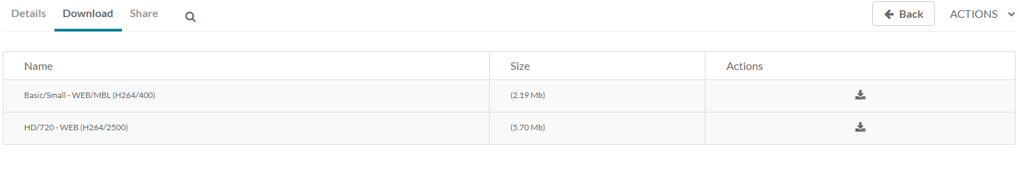 Screenshot of the download option