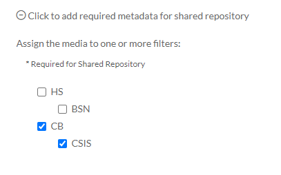 screenshot of assigning media