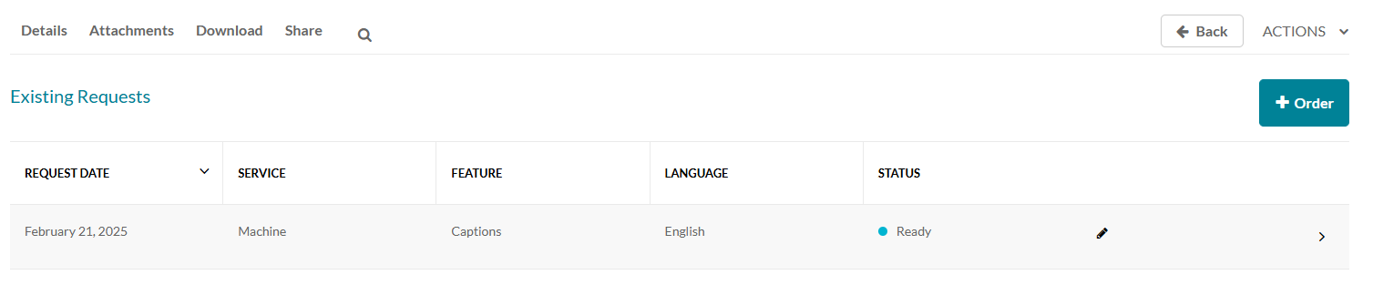Caption request information with a pencil editing icon
